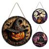 Halloween Witch Signs Pumpkin Porch Wooden Ornament Skull Decorative Signs Festive Home Ornament for Front Door Wall Window