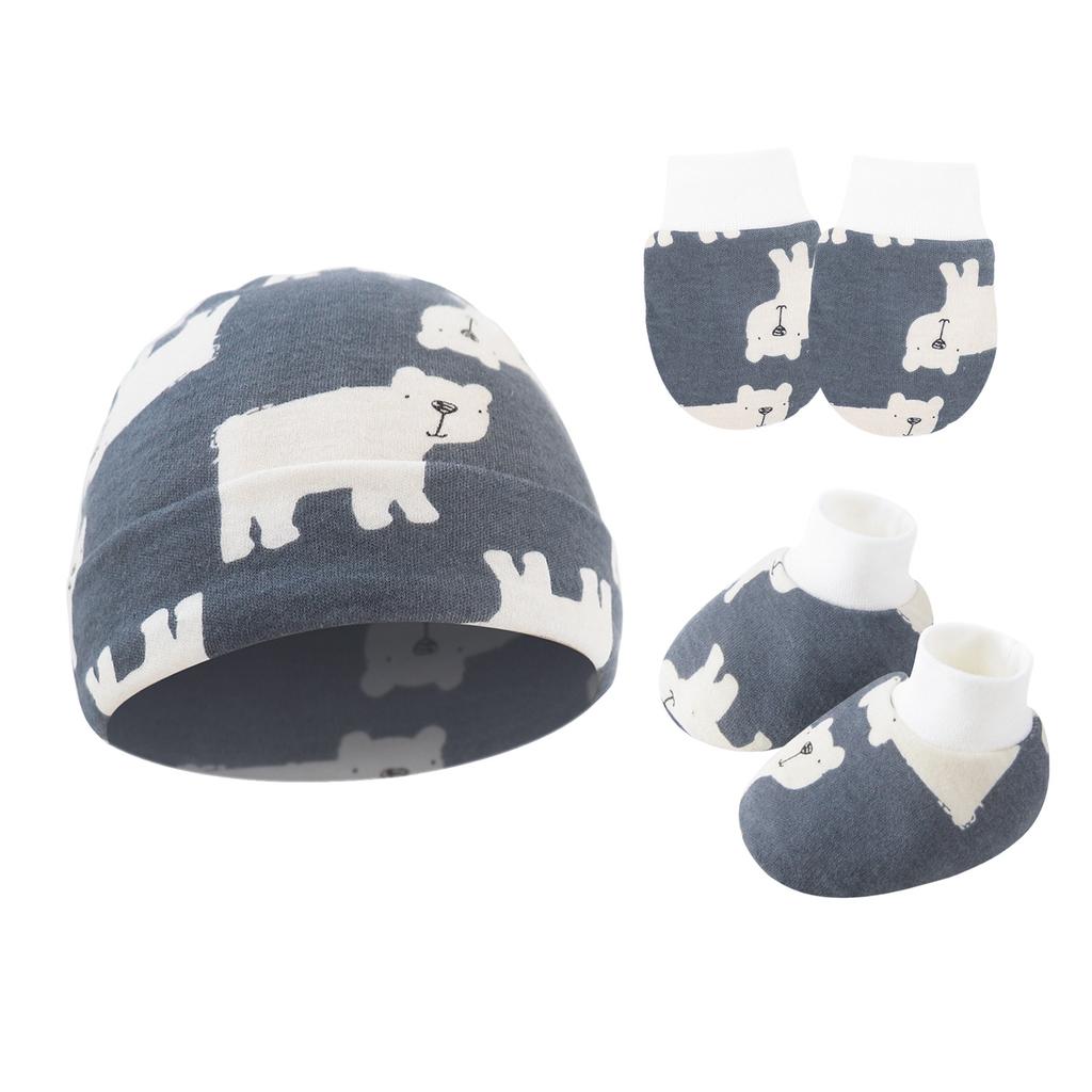 Newborn Baby Hat, Baby Hood, Male and Female Children, Spring and Autumn Baby, Pure Cotton Hat, Gloves, Foot Covers