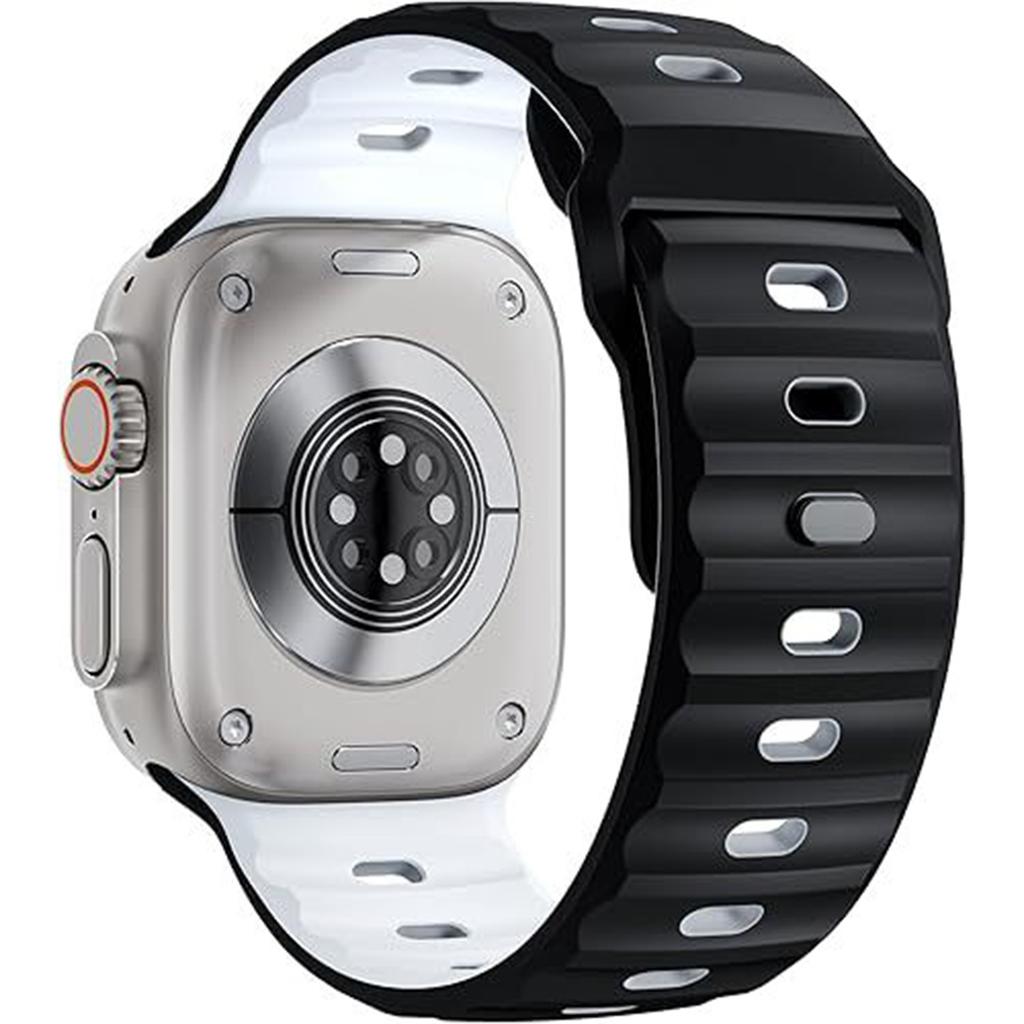 KALEBOL Mecha Silicone Strap for Apple Watch Ultra 3 2 1 49mm/Series 11 10 46mm/9 8 7 45mm/SE3 SE2 SE 6 5 4 44mm/3 2 1 42mm Dual Color Watch Band