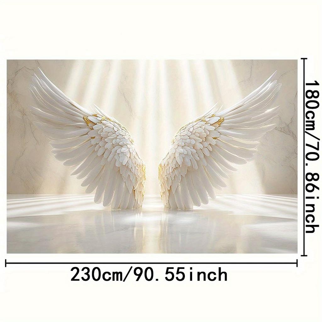 1 Elegant Angel Wing Wall Art Piece - High-quality Polyester Fiber, White and Gold Accents, Perfect for Christmas Decoration