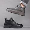 Winter First Layer Cowhide Wool Men's Warm Cotton Shoes Leather Velvet High-top Outdoor Casual Dad Men's Shoes Northeast