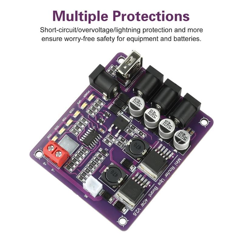 Mini Router Ups Board 40W Battery Charging Board 5V 9V 12V Output Uninterruptible Power Supply Board For Router Backup Power
