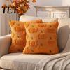 Cute Halloween Living Room Accents Plush Pumpkin Cushion Cover, Throw Pillow 18 X Inch Modern Minimalist Home Decor Ghost Soft Case for Spooky Season,