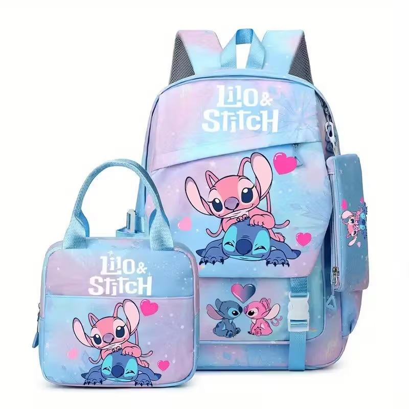 Large Capacity Schoolbag with Shoulder Strap; Student Three-piece Pencil Case Set