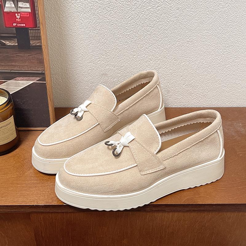 Mocassini da Donna in Pelle Scamosciata Nuova Tendenza Primavera Autunno Scarpe Piattaforma Casual Antiscivolo Camminata Mocassino Donna Scarpe Basse
