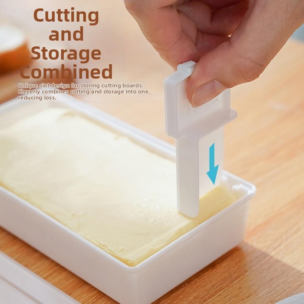 White Plastic Butter Box With Slicer Lid For Kitchen Fridge Cheese Storage Container