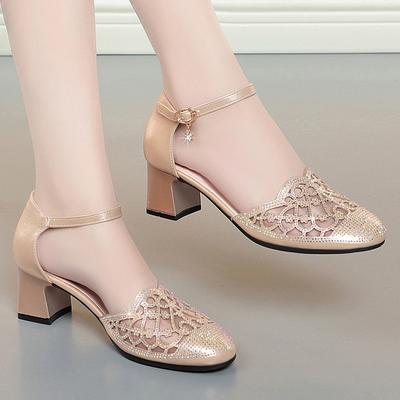 Fashionable and Minimalist Single Shoe 2024 Summer New Diamond Inlay Comfortable Daily Breathable Hollow Out Women's Shoes