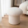Cream White Cashmere Fabric Stool, Cute Household Mushroom Stool, Low Bench & Coffee Table Stool for Adults