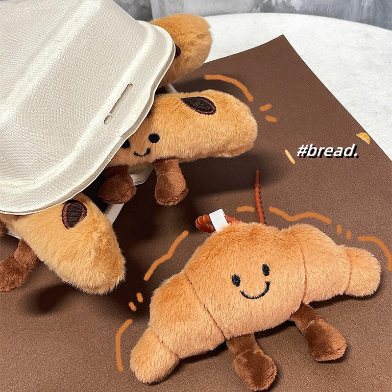 Niedliche Lebensmittel-Plüsch-Schlüsselanhänger Hängende Accessoires Croissant Baguette Brezel Brotsammlung Dekorative Anime-Schlüsselanhänger Geschenk für Kinder