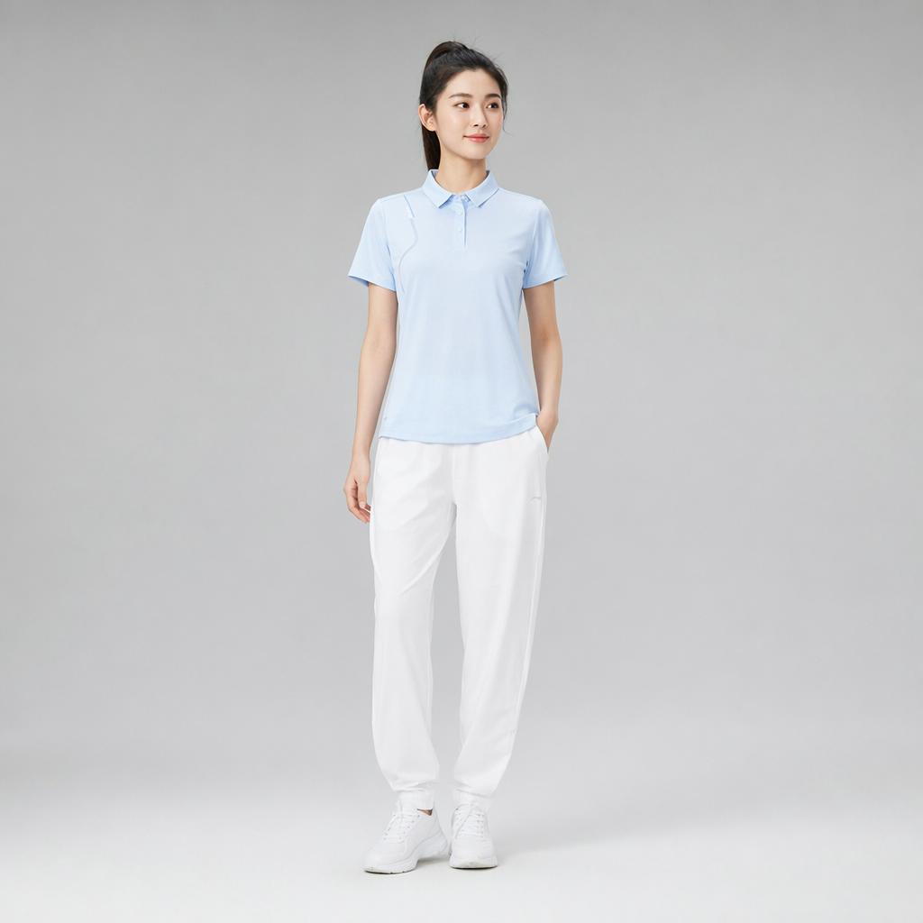 Li Ning Fashionable Breathable Polo Shirt Women Tops Cloud-Blue APLW248-9