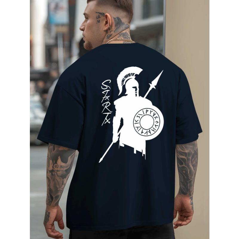Europäische Größe Sommer Outdoor Sport T-Shirts für Spartaner-Krieger, Mit Trendigen Prints für Herren, Erhältlich in Großen Größen mit Kurzen Ärmeln