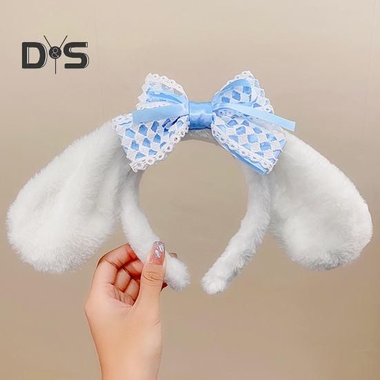 2 tk Tüdrukute peapaelad pitsiga Bowknot Plüüsist looma pikad kõrvad Decor Peapaela kostüüm Jõulupidude kohevad juuksed Aksessuaarid