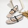 Zr Polka Dot Flat Shoes With Nonslip Rubber Sole For Summer Casual Wear