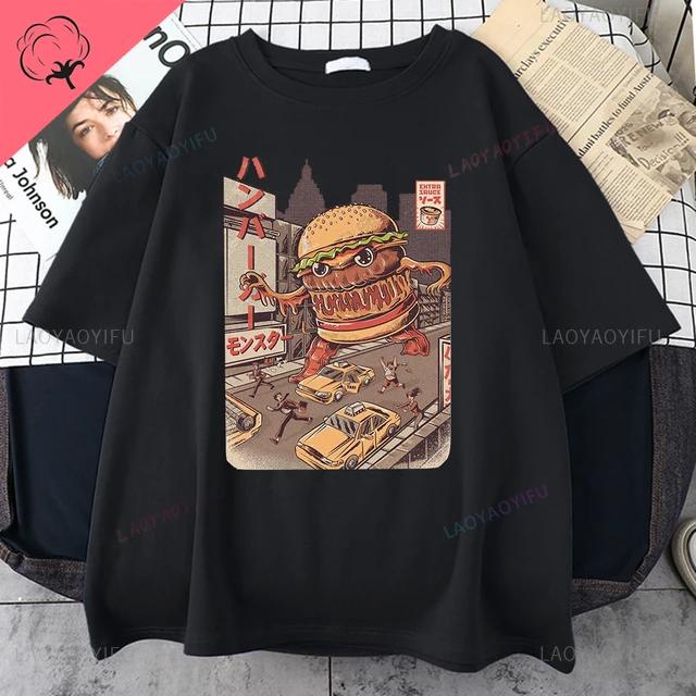 Vtipné Catzilla Japonsko Kočka Kotě Milovník Pánské Tričko Pánské Ležérní Trička Léto Hombre Nadměrné Tričko Harajuku Tričko Pánské Oblečení