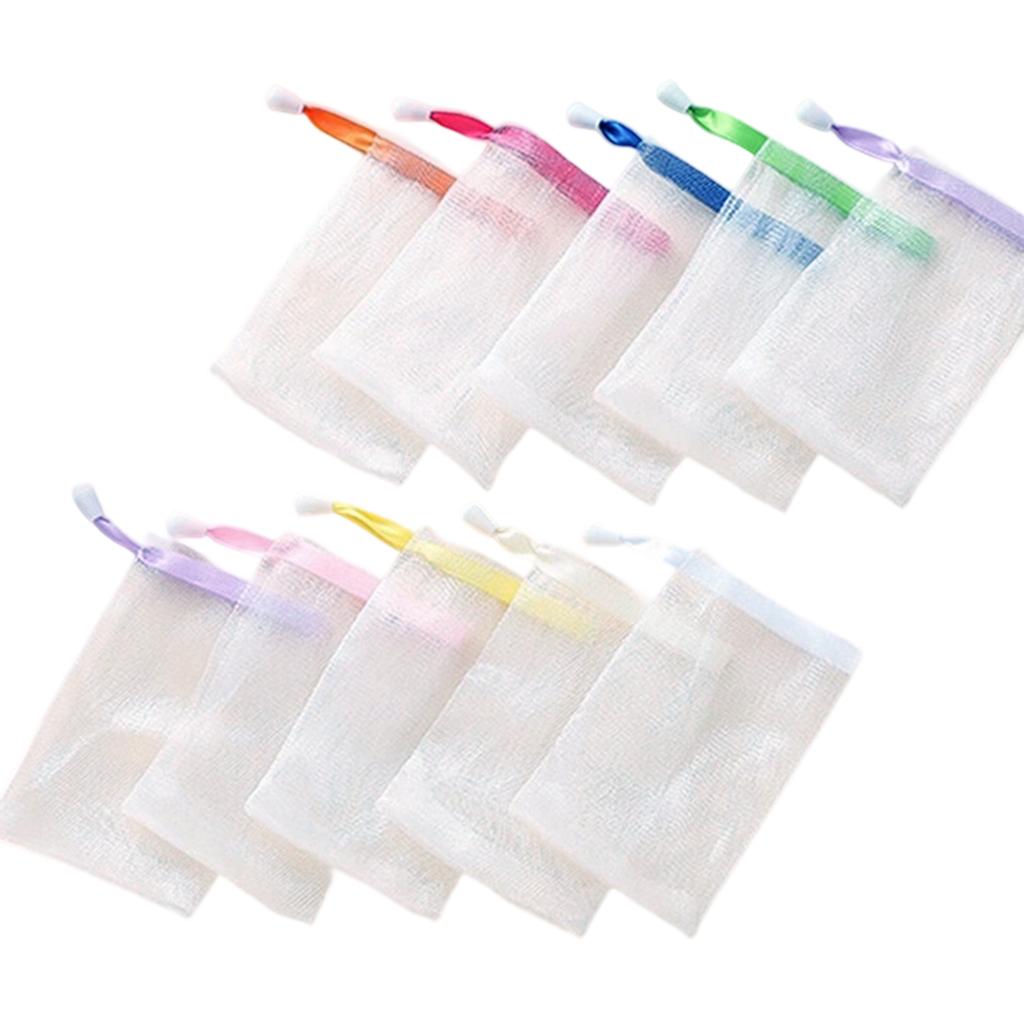 Gentle Facial Cleansing Net For Soap Bars Creates Rich Lather Quickly Soft PE Mesh With Hanging Rope For Bathroom Storage