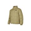 Solid Color Zip Stand Collar Long Sleeve Jacket Down Coat Unisex Outerwear Seaweed-Brown P423U026-01EW