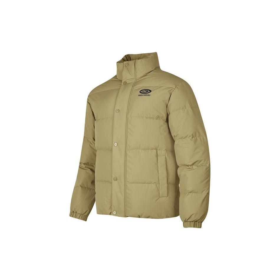 Skechers Solid Color Zip Stand Collar Long Sleeve Jacket Down Coat Unisex Outerwear Seaweed-Brown P423U026-01EW M