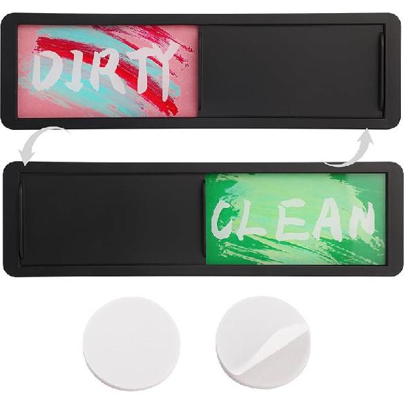 Dishwasher Magnet Clean Dirty Sign, Magnetic Dishwasher Sign That Say Clean/Dirty with Strong Magnetism Easy to Read & Slide for Kitchen Organizers чёрный