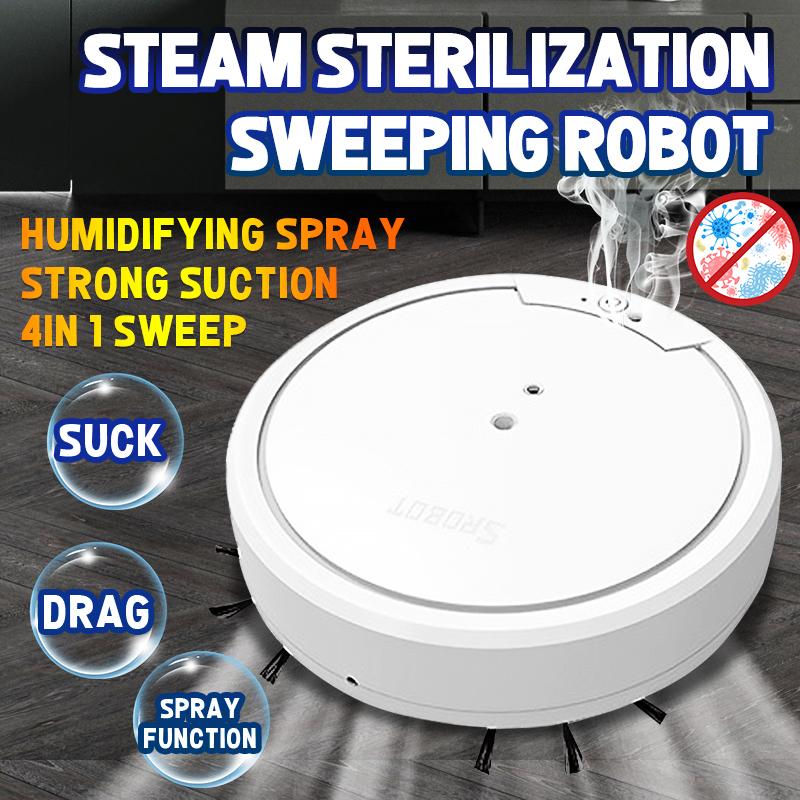

2200mAh Household Automatic Sweeping Robot Vacuum Spray Sweeping Disinfection Humidification Rechargeable Dry Wet Vacuum Cleaner 4-IN-1 чёрный