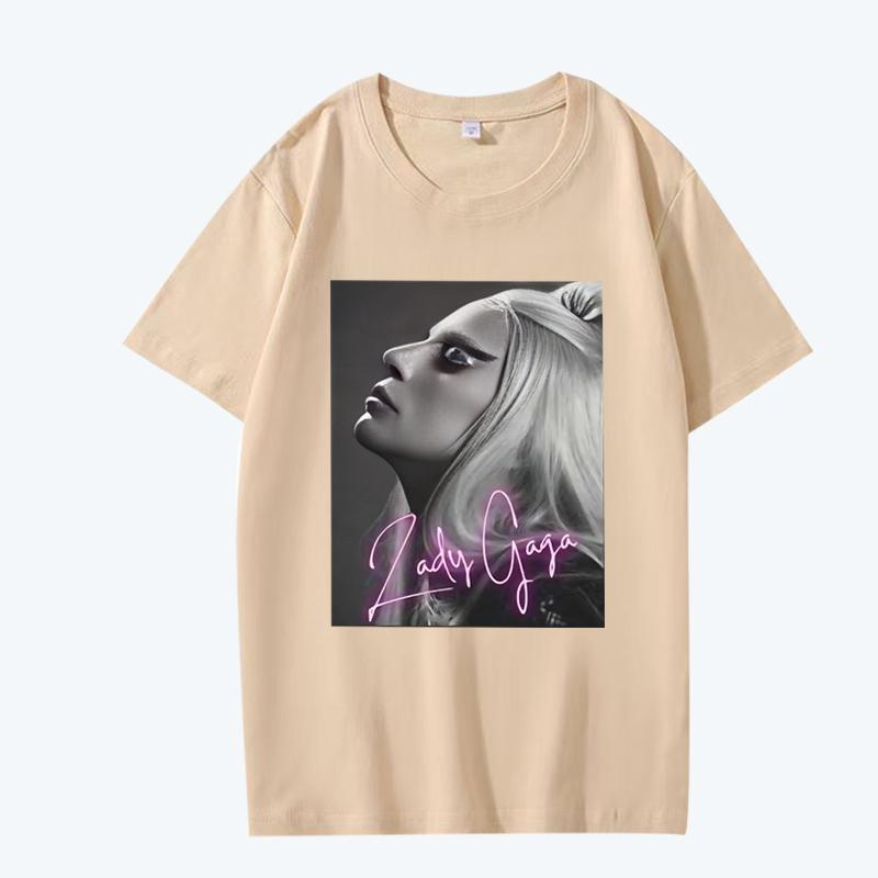 Lady Gaga Hudební zpěvačka Tričko Unisex Dámské Oversized 100% Bavlna Horký Výprodej Krátký Rukáv Letní Módní Potisk Unisex Větší Velikosti Topy