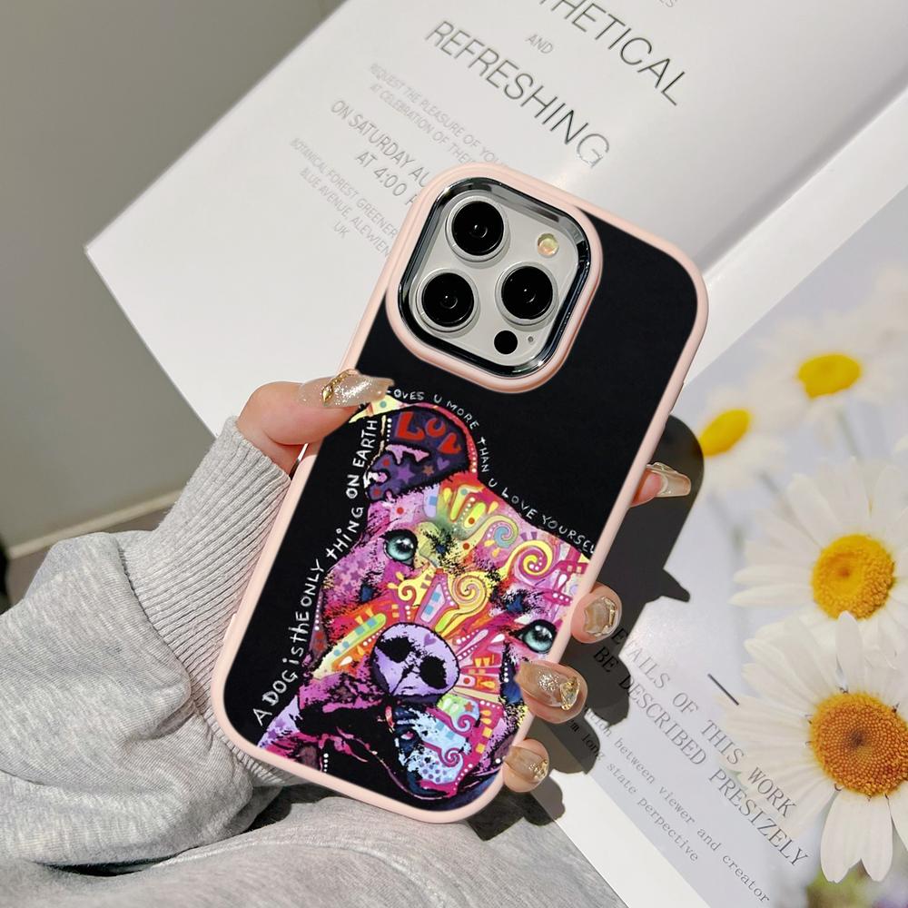 Ae76 Dog Color Doodle Design Art Phone Cases for Samsung A13 A32 A53 A04e A54 S23 S24 Ultra Infinix Hot 40i Huawei Metal Camera Protective Back Cover