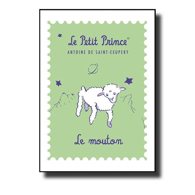 The Little Prince Fox Fairy Tale Posters and Prints Cartoon Stamp Wall Art Canvas Painting Picture for Kids Room Home Decor