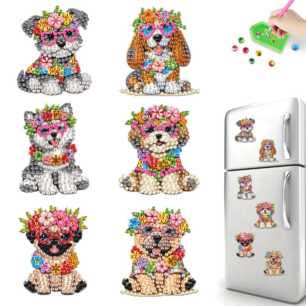 6Pcs Acrylic DIY Diamond Art Refrigerator Magnet Diamond Painting Fridge Magnets Crystal Sparkling Diamond Magnets Set