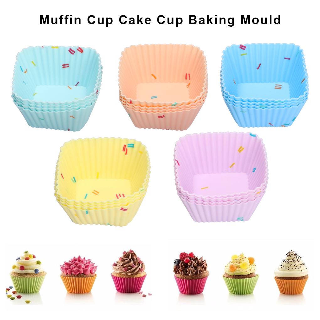 20 Stück Bäckerei Tragbar Wiederverwendbar Cupcake-Förmchen Antihaft Muffin Backförmchen Gebäck Silikonform DIY Basteln Backgeschirr