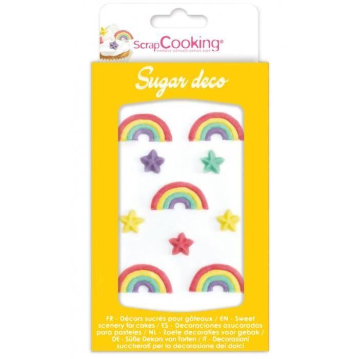 Décoration en sucre - Arc-en-ciel - 10 pcs - Couleur principale: Blanc - Idéal pour gâteaux
