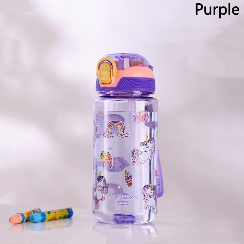 600ml Dinosaur Water Bottle For Kids Water Sippy Cup With Silicone Straw Leakproof Plastic Water Bottles Summer Kids Water Cup