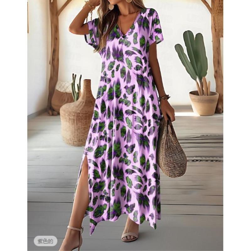 BITCED Fashion Summer Spring V-Neck Short Sleeve Casual Dresses S