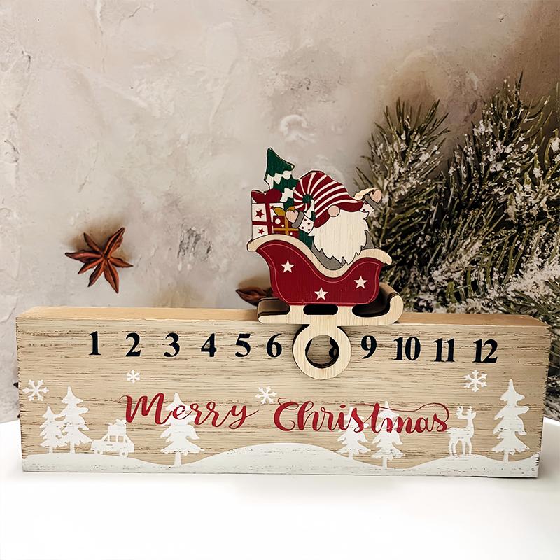 1PC Wooden Ornaments Countdown Gifts Christmas Festival Mobile Practical Painted Decorations Calendar