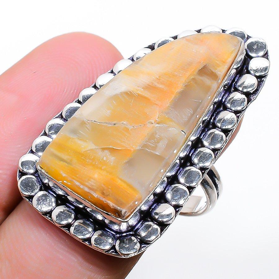 Bumble Bee Jasper Gemstone Handmade 925 Sterling Silver Jewelry Ring Size 6.5