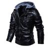 Autumn Winter Men's Motorcycle with Cashmere Warm PU Jacket