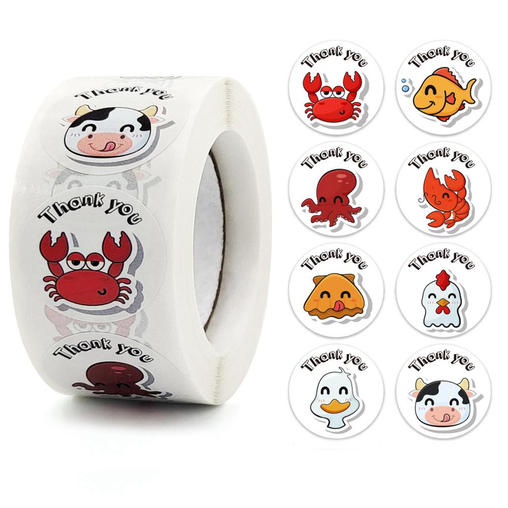 Custom Decal Stickerbook 8 Styles Cartoon Animals Thank You Note X042