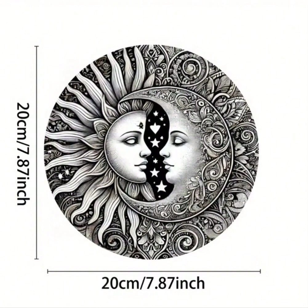 

Durable Metal Moon Sun Wall Art 2D HD Print Indoor Outdoor Home Decor 20x20 різнокольоровий