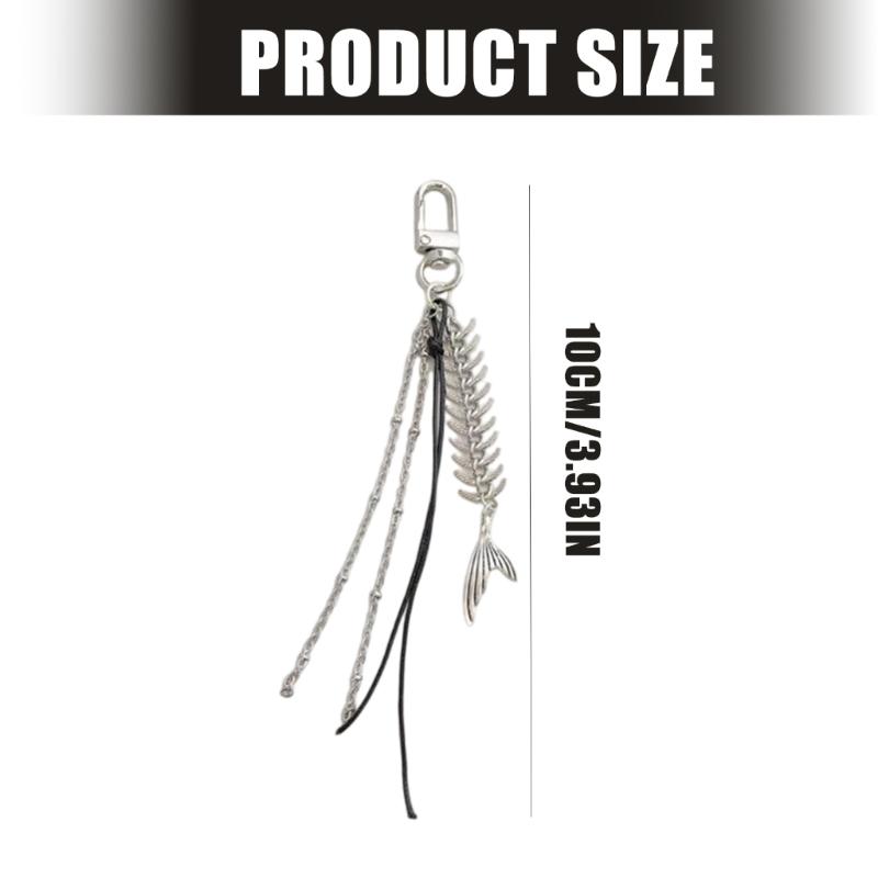Multifunctional Alloy Fish Tail Pendant With Metal Chains And Tassels For Key Holder Earphone Hanger Or Bag Decoration