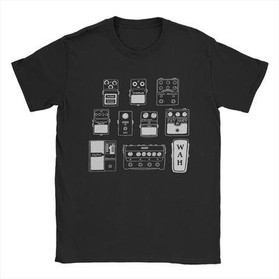 Men's T-Shirt Guitar Pedals Recording Guitarist Gear Foot Effect Pedals Music Tees Cotton T Shirt O Neck Clothing Plus Size