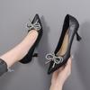High Heels Feminine Temperament Rhinestones Spring and Autumn Pointed Thin Heels Work Shoes