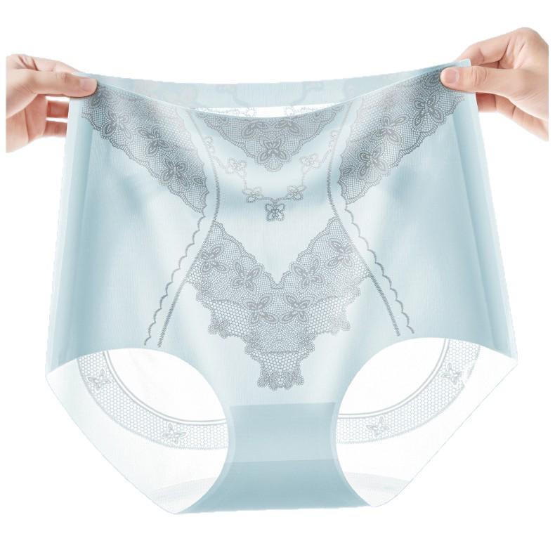 Women's 2025 High Waist Seamless Ice Silk Underwear - Tummy Control & Hip Lift Triangle Panties