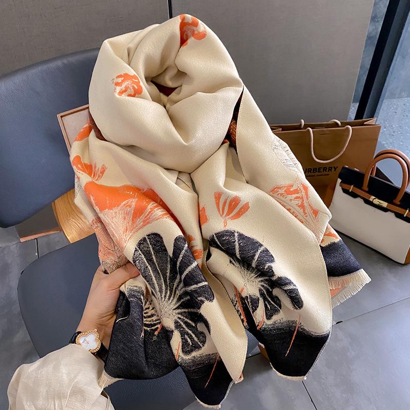 New Retro Fashion Imitation Cashmere Scarf For Women In Winter, Thickened And Warm Neck, Dual Purpose Shawl Exterior