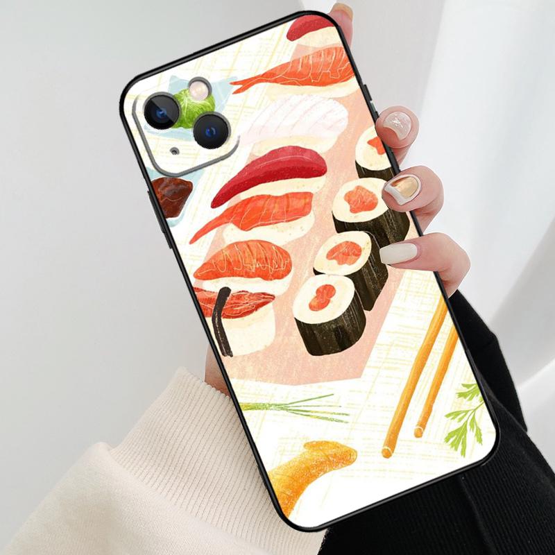 Kawaii Sushi Pattern Phone Case For iPhone 17 Pro Max 15 14 13 11 12 16 Pro Max mini 15 16 Plus 16e 17 Air Cover