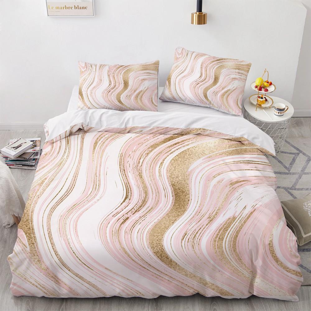 Enkla sängklädesset 3D Marmorering Påslakan Täcke Örngott King Queen Full Double Single Hemtextil