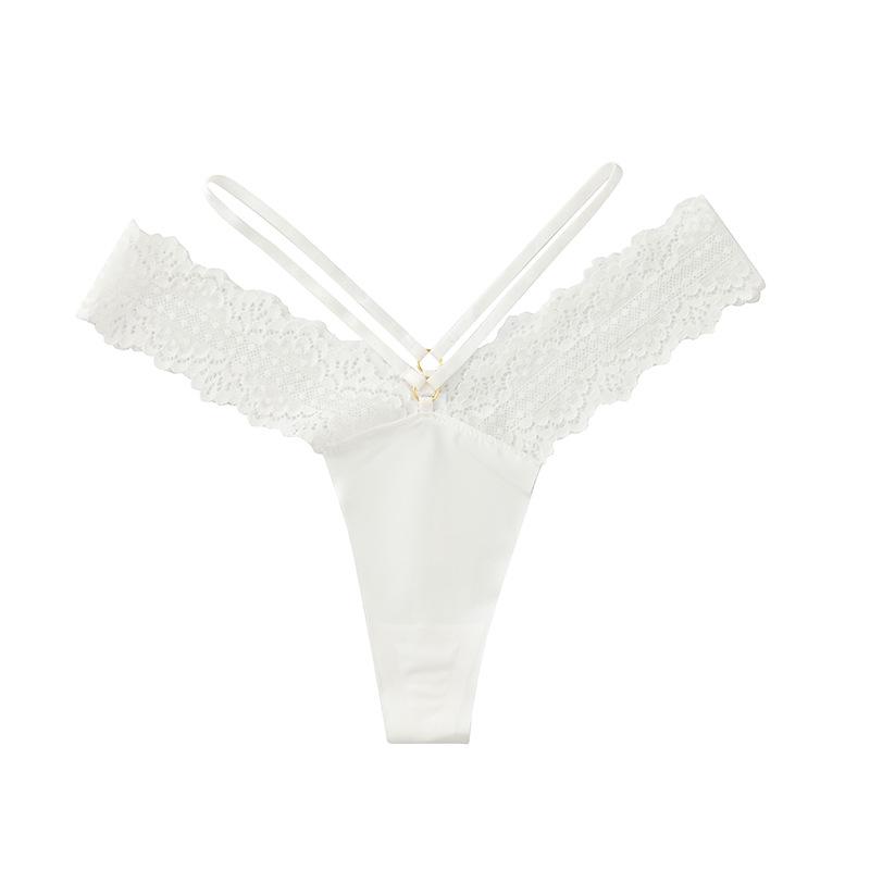 Seamless Ice Silk French Lace Thong - Sexy Thin Strap T-Panties for Women
