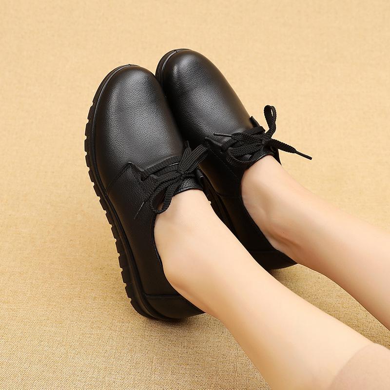 New Style Women's Single Shoes, Soft-soled Anti-slip Leather Shoes for Middle-aged and Elderly People