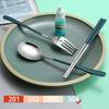 4pcs Tableware Set Portable Cutlery Dinner Stainless Steel Knife Fork Spoon Chopsticks Travel Flatware With Box Spoon Set