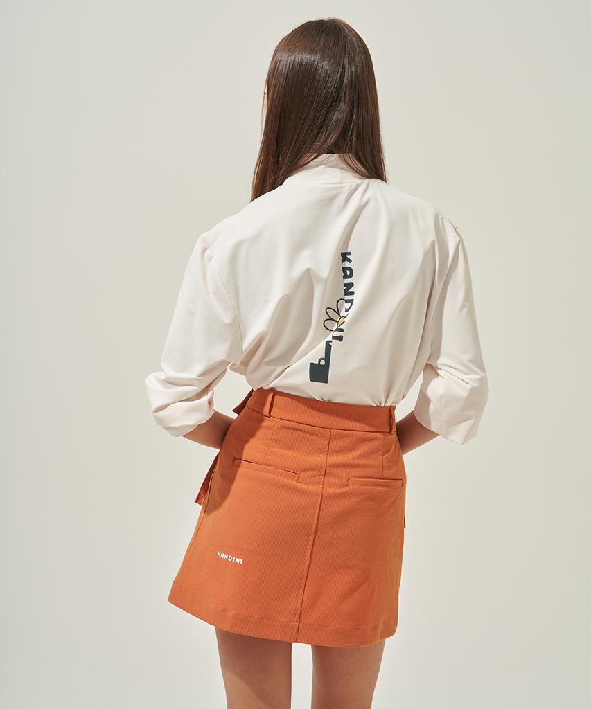 Candini Orange Pocket H-Line Skirt