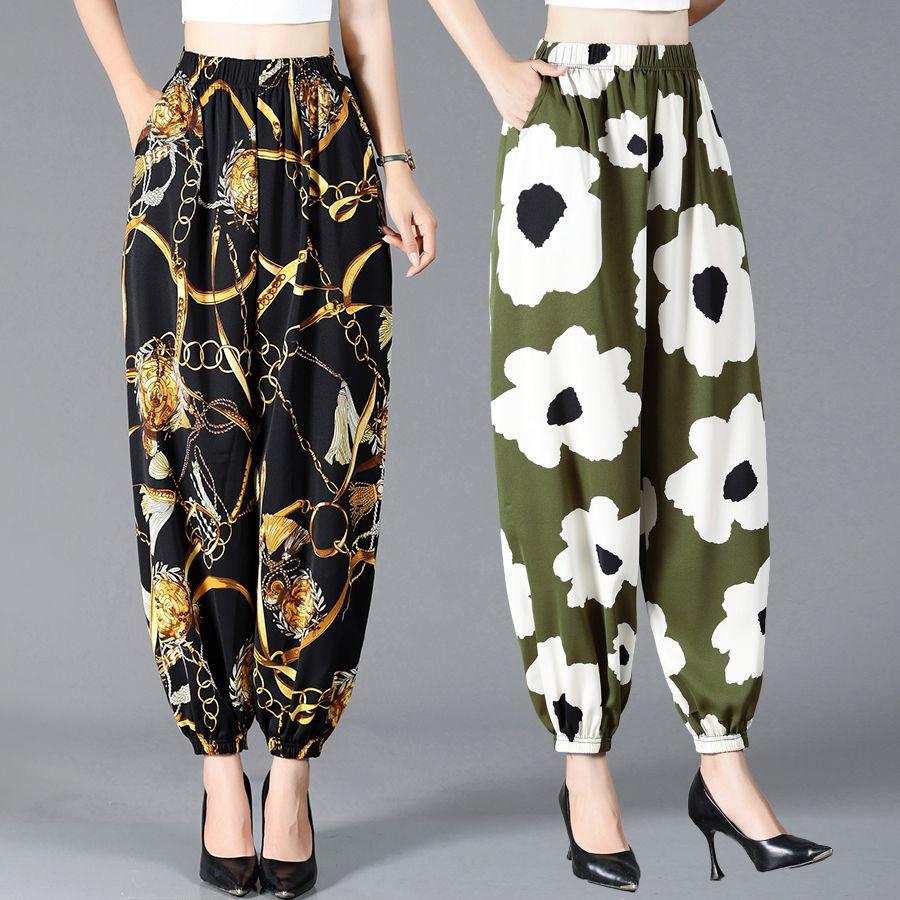 Middle Aged and Elderly Summer Pants Mom Thin Quick Drying Lantern Pants Women Summer Leg Pants