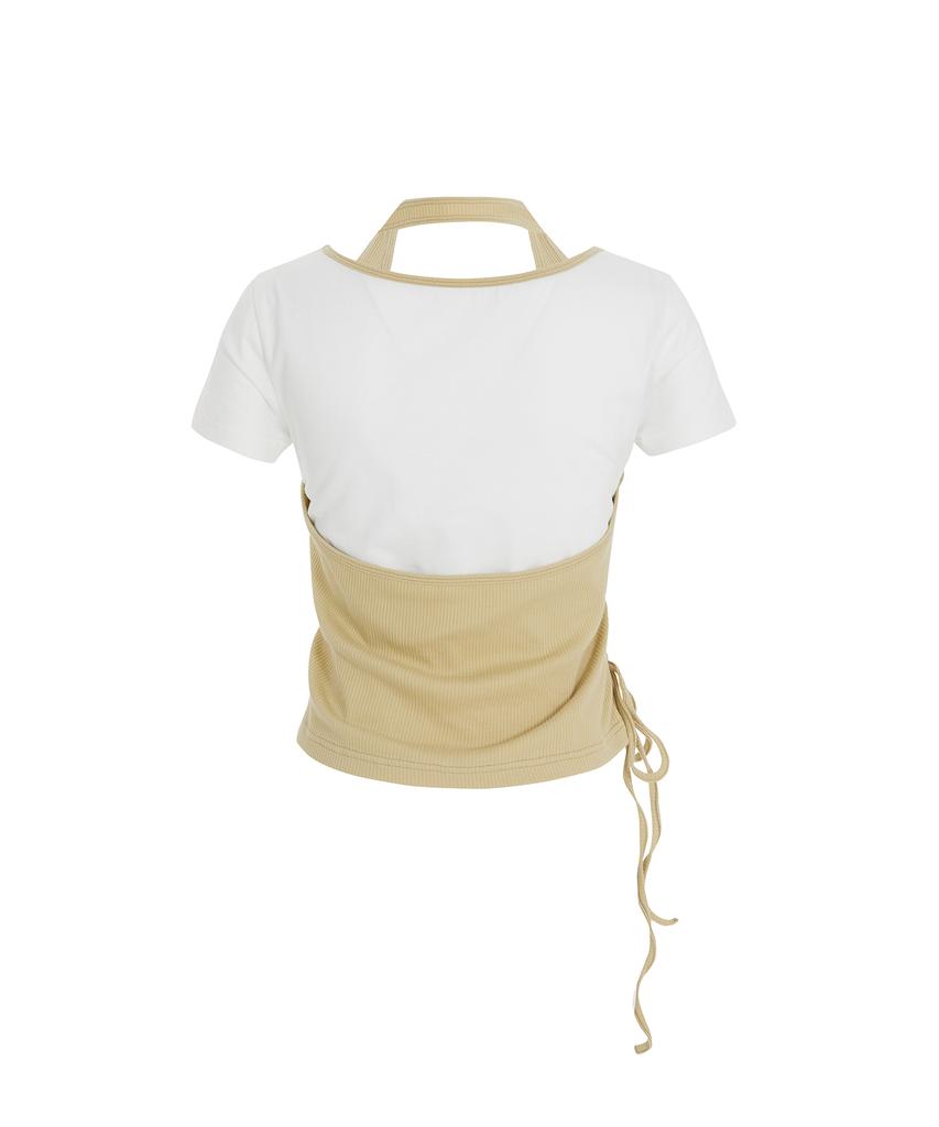 Sekeondeusolteu Strap Layered Ribbed Halter Neck T-Shirt (Yuja Salt)