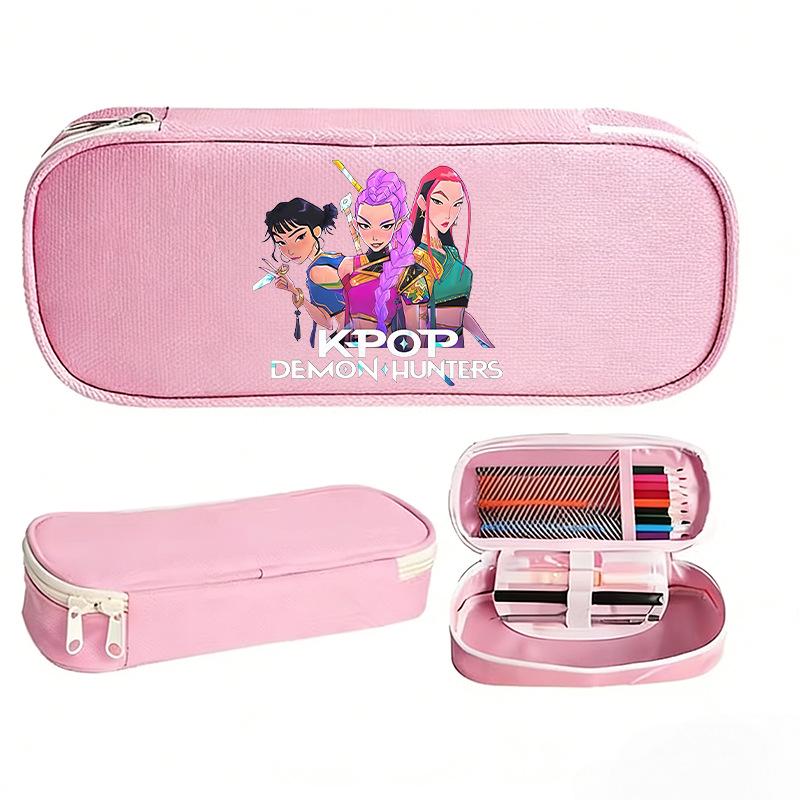K-pop Demon Hunter Girl Group Pencil Case - Korean Style, Multi-functional Oxford Cloth Stationery Box for Junior & High School Students